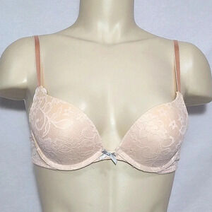 36D‎ Xhilaration Lace Push-Up T-Shirt Underwire Bra Feather Peach NWT
